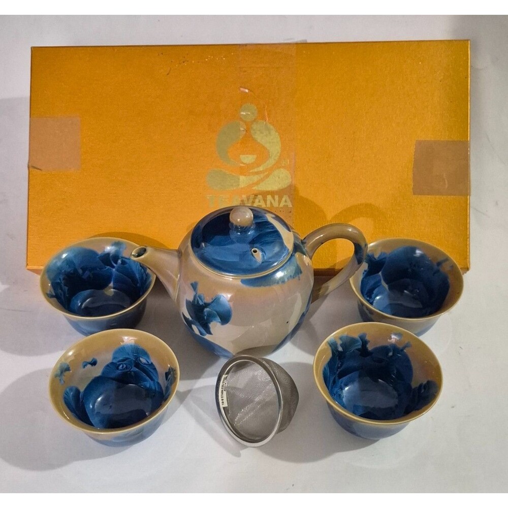 Vintage Teavana Tea Pot Set Lapis Jade New Open Box